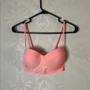 Seamless Pink Molded Swim Bra with Adjustable Straps